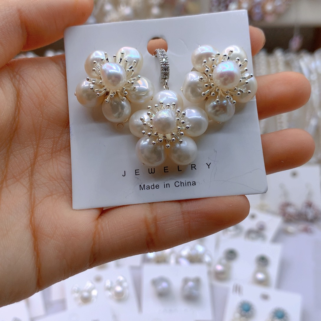 淡水珍珠耳饰银S925镶嵌