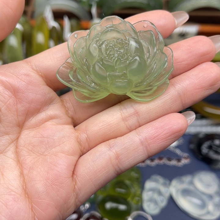 蛇纹石玉颈饰银S925镶嵌