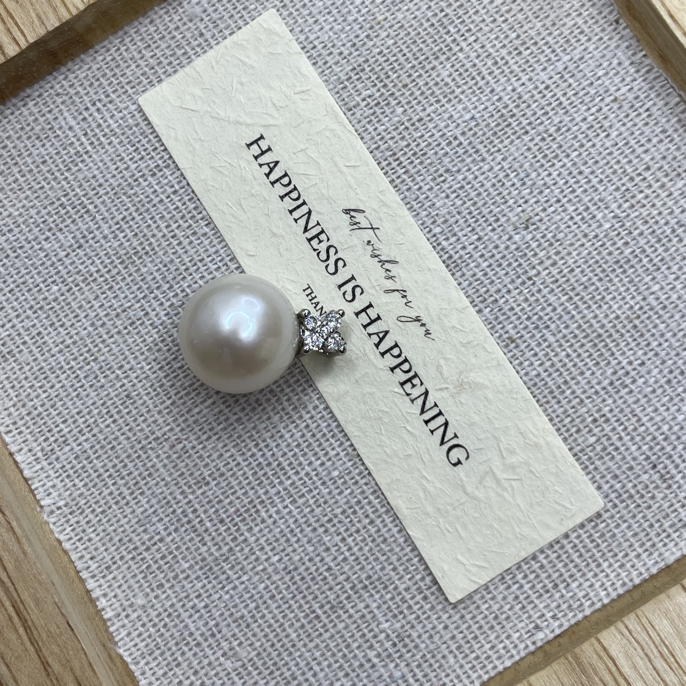 天然淡水珍珠四叶草项链白色珍珠锁骨链13+