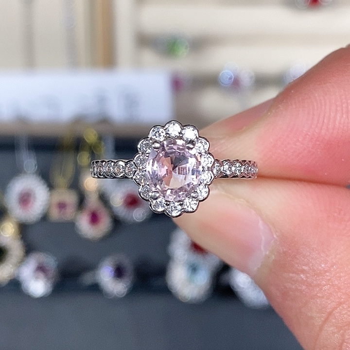 红色碧玺戒指银S925镶嵌