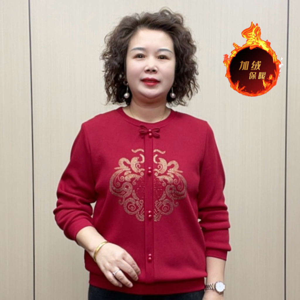 2025冬季国风加绒气质百搭保暖中老年时尚洋气显瘦减龄妈妈装