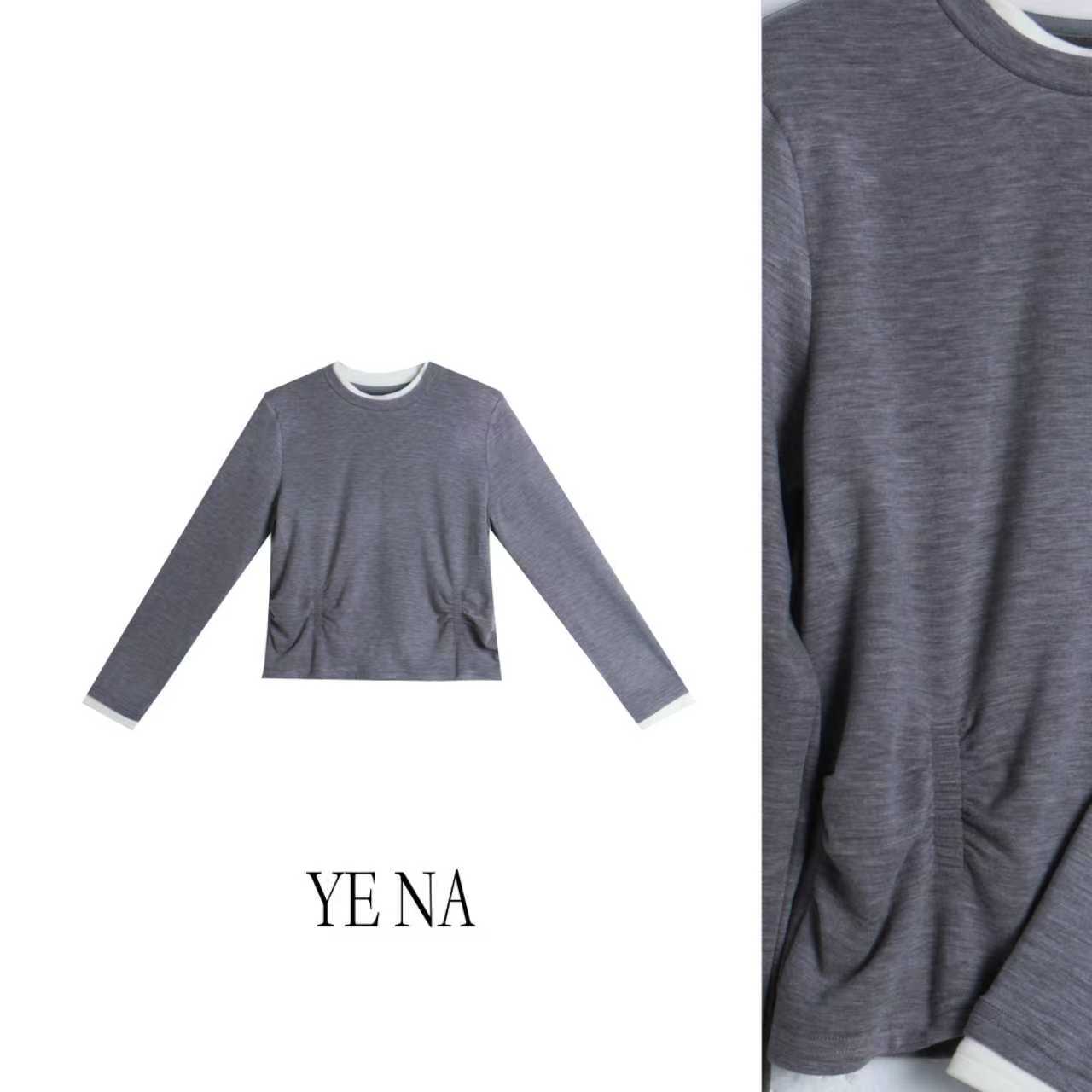 欧韩时尚百搭潮流气质小众设计宽松褶皱休闲显瘦减龄T恤SY649