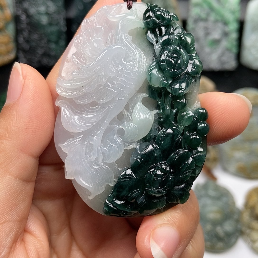 翡翠颈饰未镶嵌主***文天然缅甸翡翠A货挂件吊坠