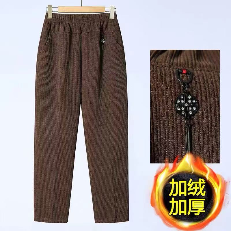 妈妈装保暖高腰长裤高弹休闲裤厚款百搭休闲秋冬季时尚加绒裤