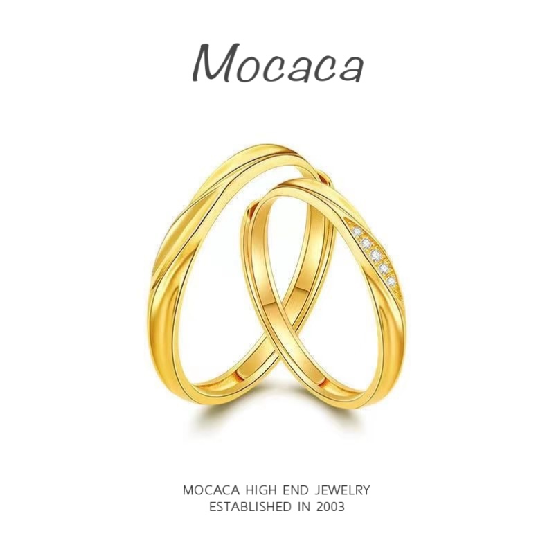 铜合金戒指 MOCACA 镀k金 共渡爱河情侣戒指男女款金色 MAC41