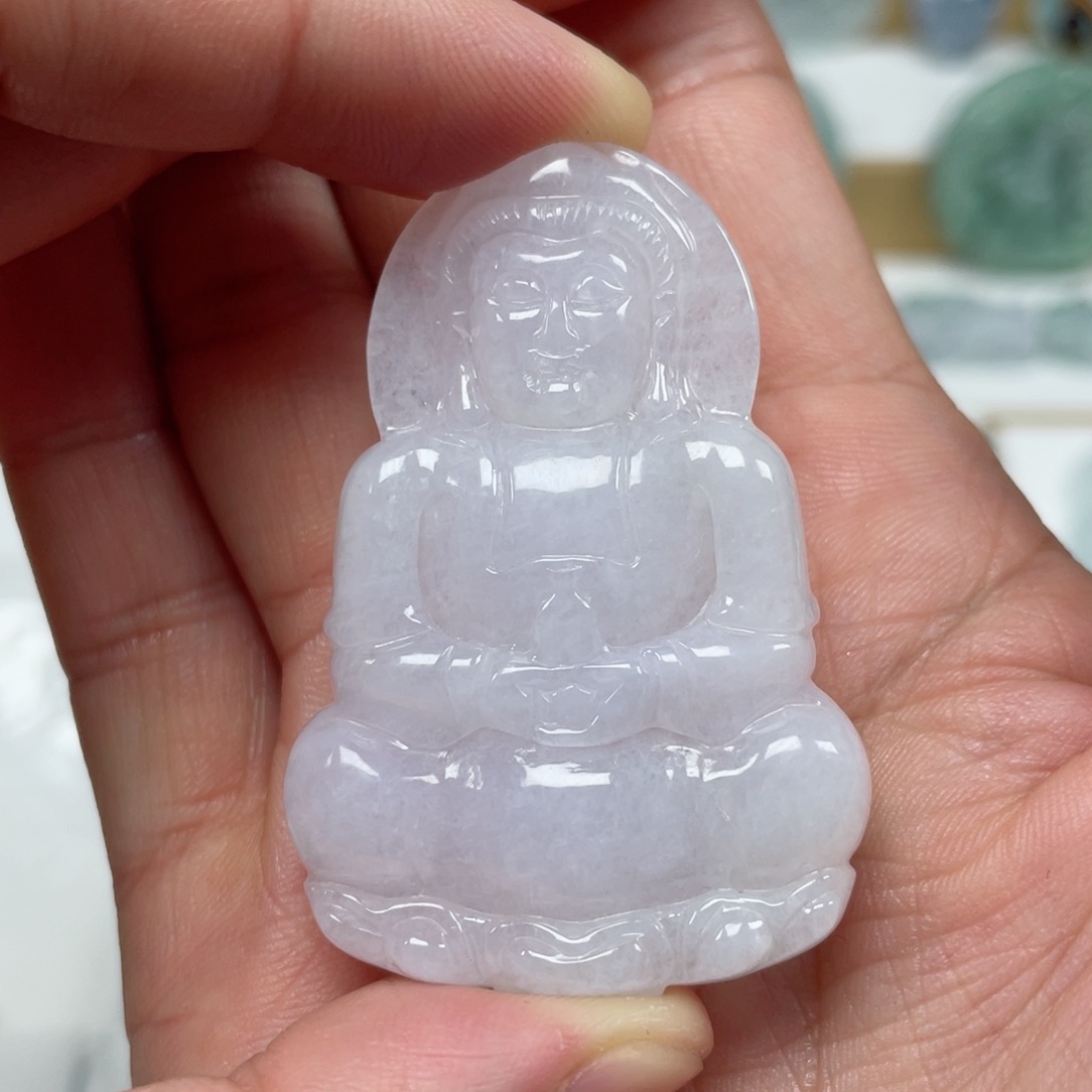 翡翠颈饰未镶嵌天然翡翠A货观音95号