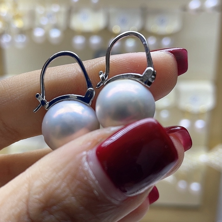 淡水珍珠耳饰银S925镶嵌