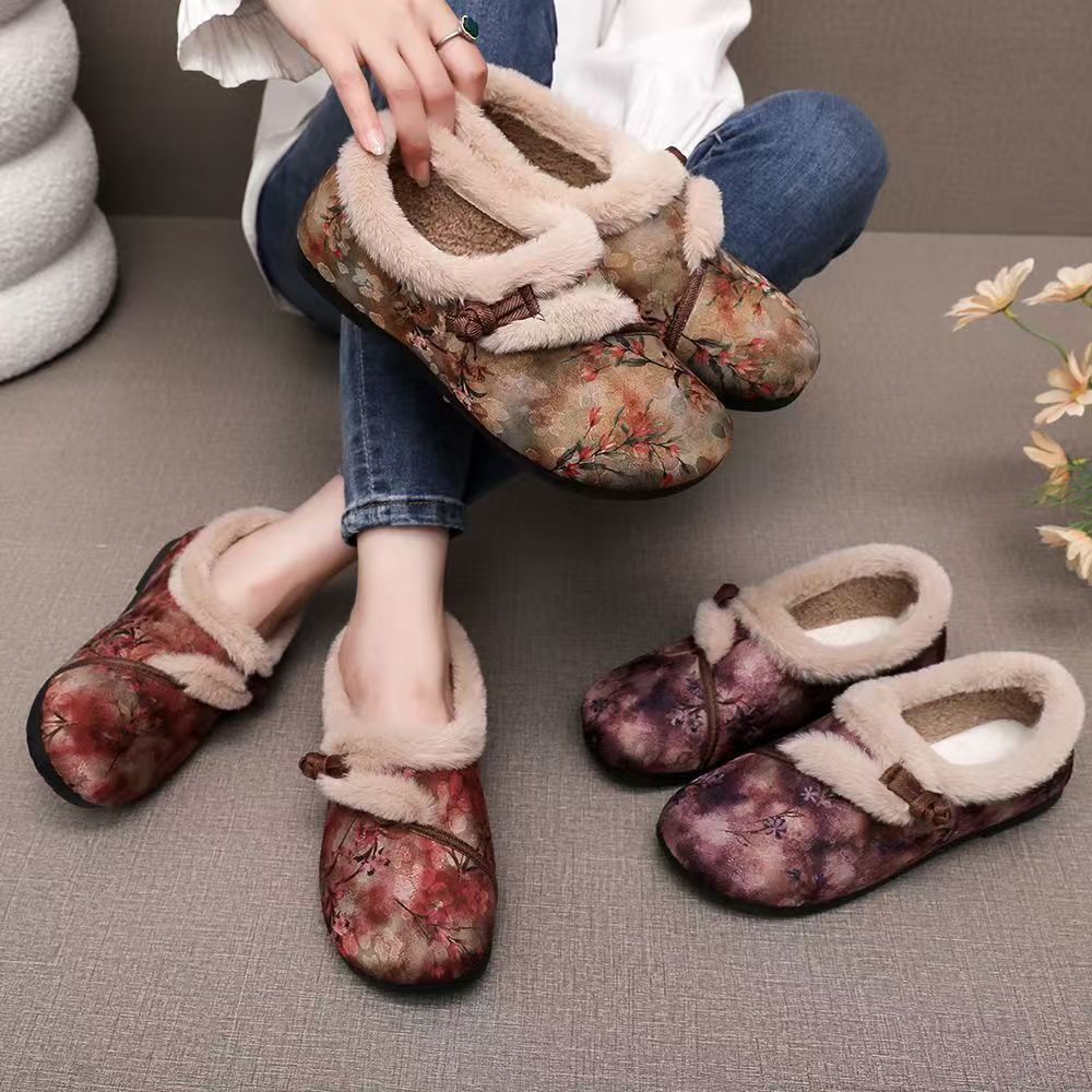 冬季新款北京棉鞋加绒加厚妈妈鞋新中式脚蹬保暖高颜值洋气女棉鞋