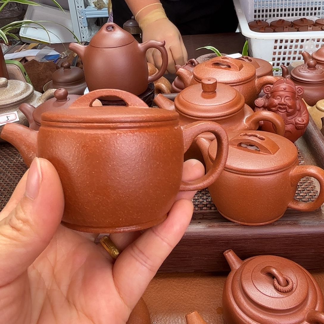 紫砂茶壶90cc汉瓦红降坡
