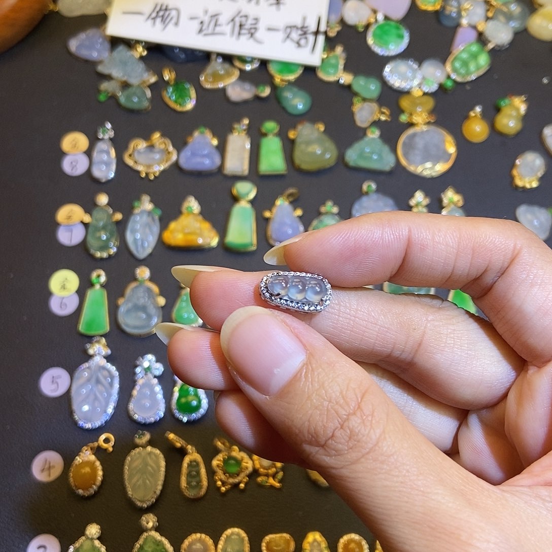 翡翠银S925镶嵌吊坠(不含链)