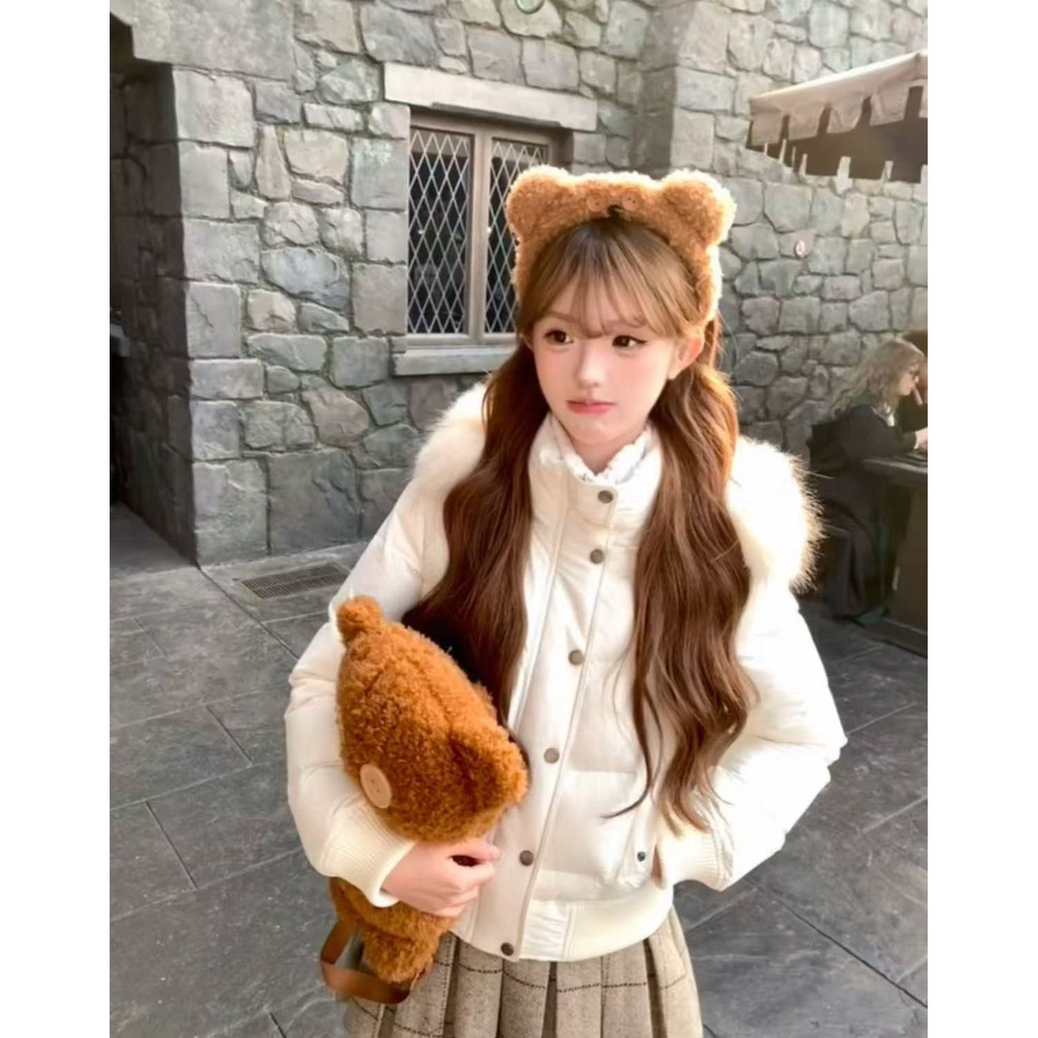 古早收腰复古大毛领保暖显瘦棉服外套女冬季休闲百搭加厚棉衣棉袄