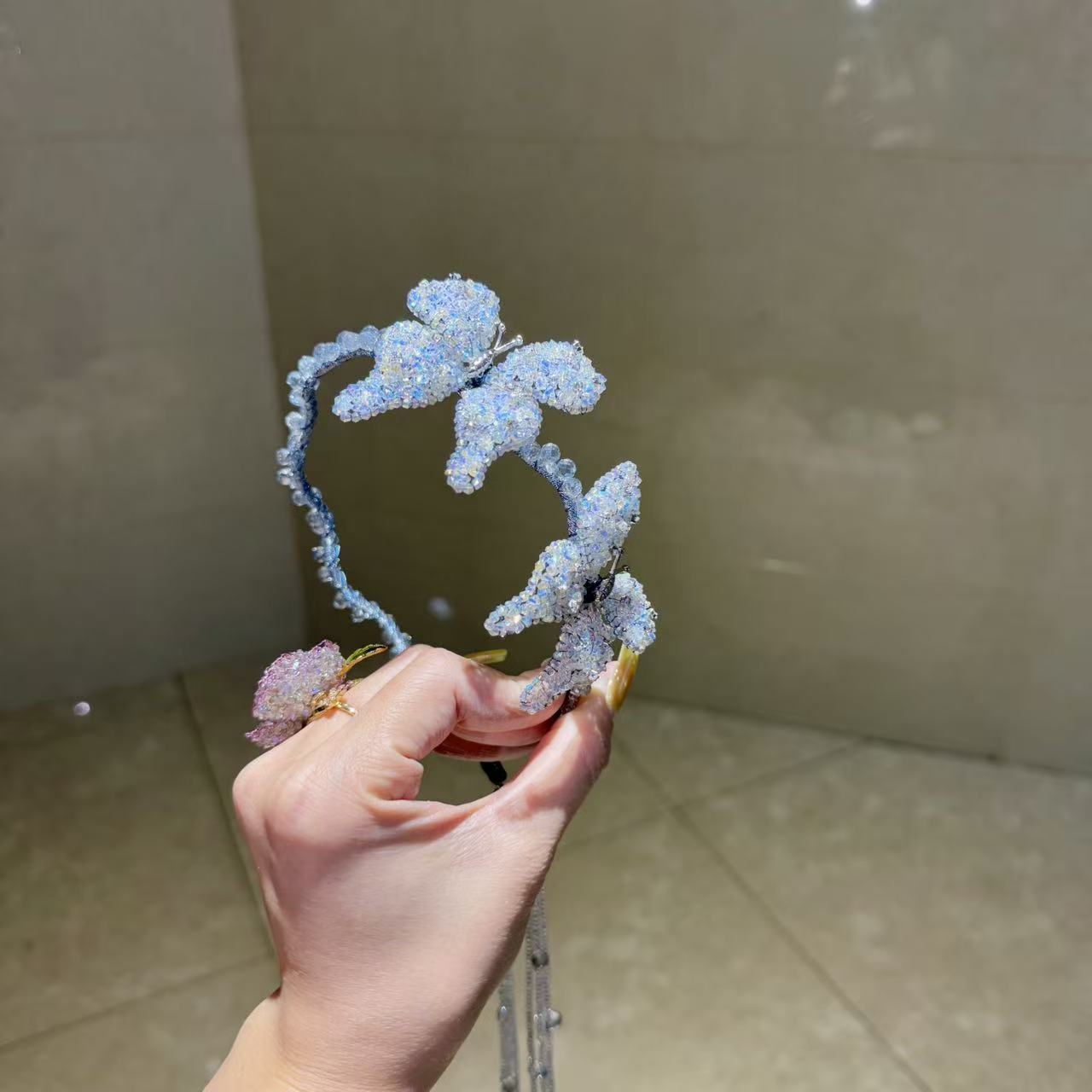 【莫奈海之星】蓝白微丝蝴蝶系列细跟发箍小众设计气质高级感日常款