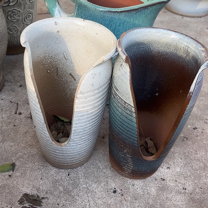 紫砂茶碗瑕疵缺口两个口径13高23