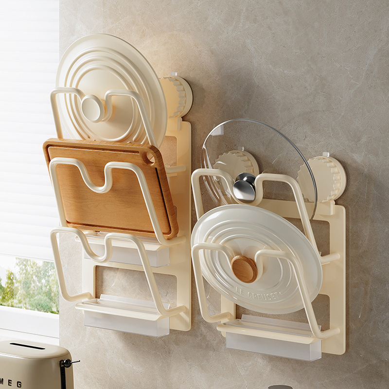 吸盘锅盖架放置器厨房专用多功能置物架家用上墙壁挂菜板架