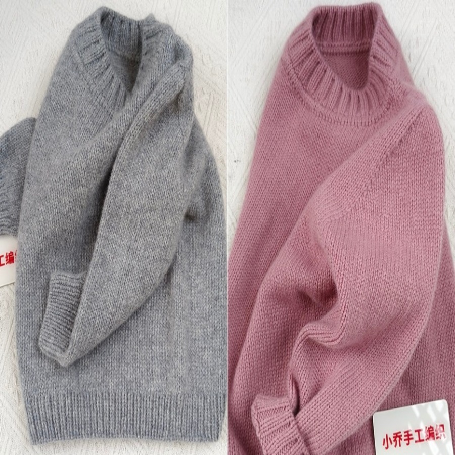 （苹果用户专拍）暖阳圆领平肩自带袖套头衫教程