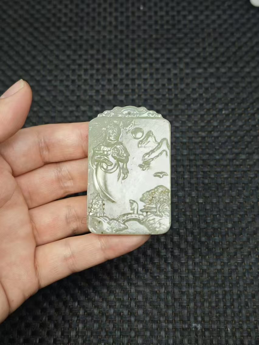 天然和田玉老料精雕山水吊坠2.13清货1