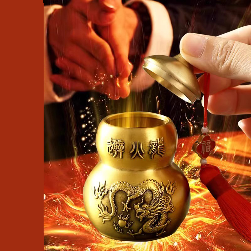 【老师推荐】黄铜避火龙葫芦瓶厨房在西北角乾位火烧天门家居摆件