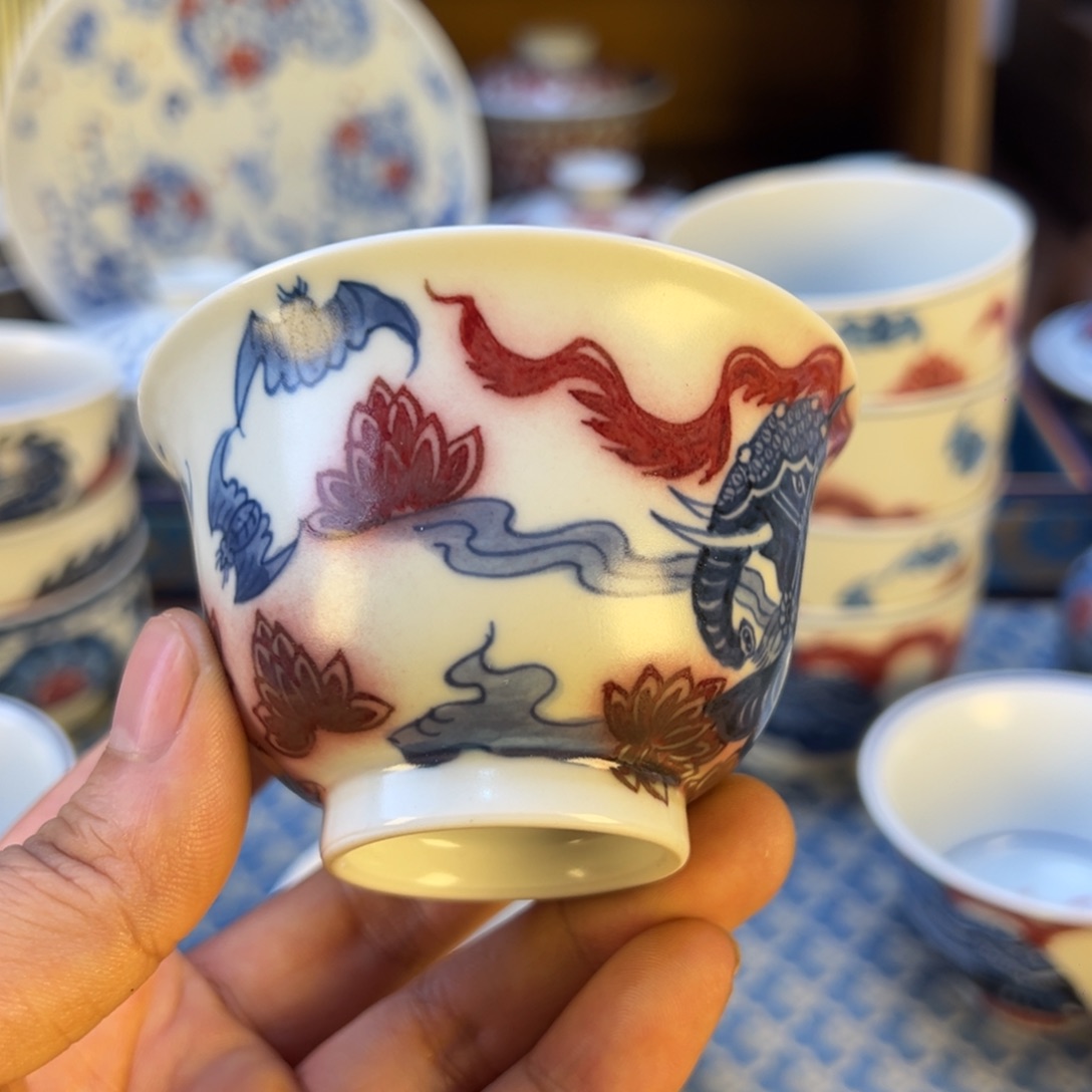 盖碗微瑕景德镇茶器百宝箱