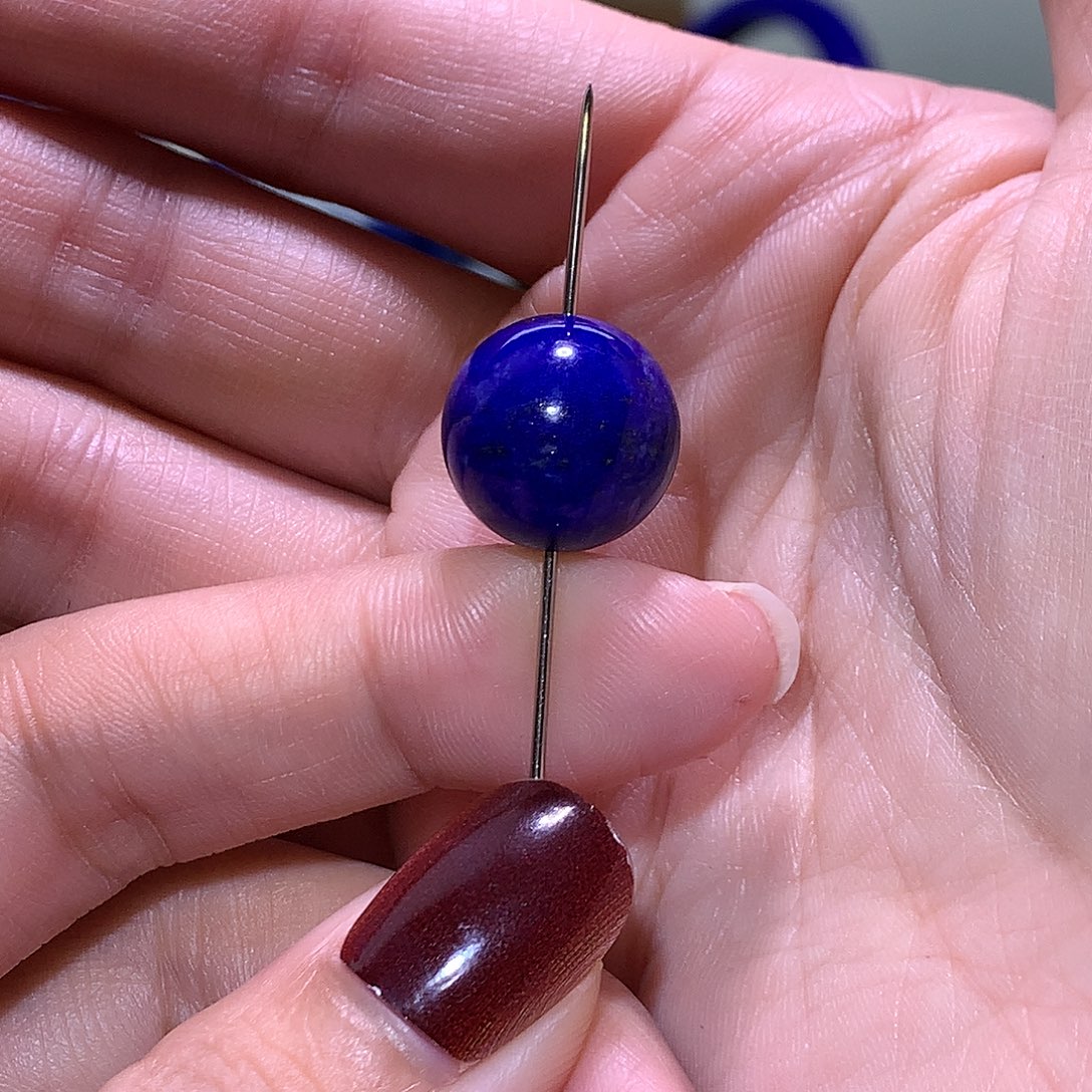 青金石未镶嵌天然原矿单圆珠14.6 m