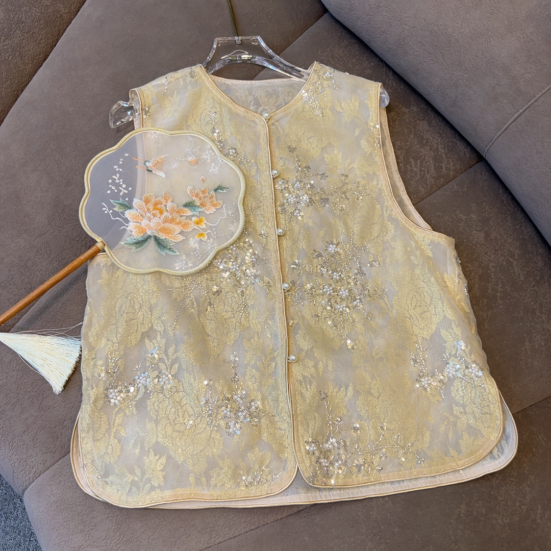 深圳南油乐总-F-1003-款-夏季新款重工刺绣提花新中式马甲