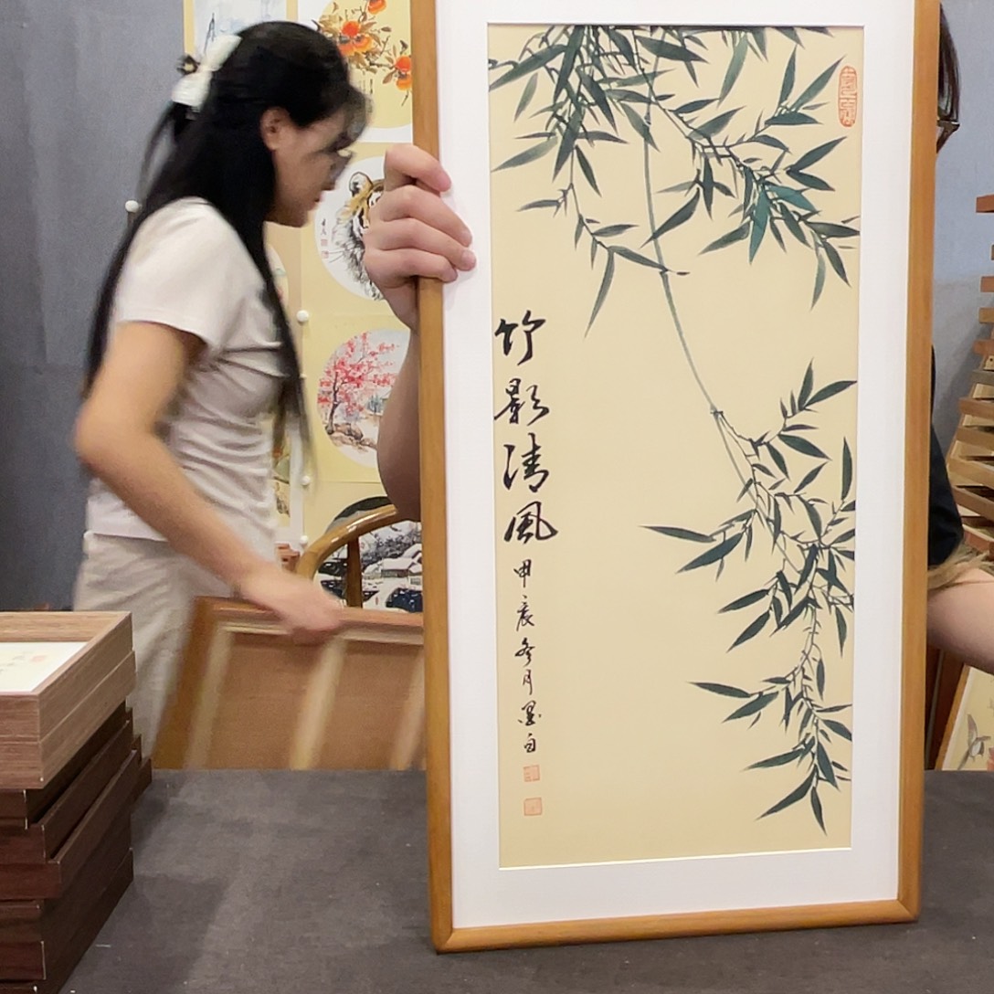 国画手绘带框尺寸：36*69