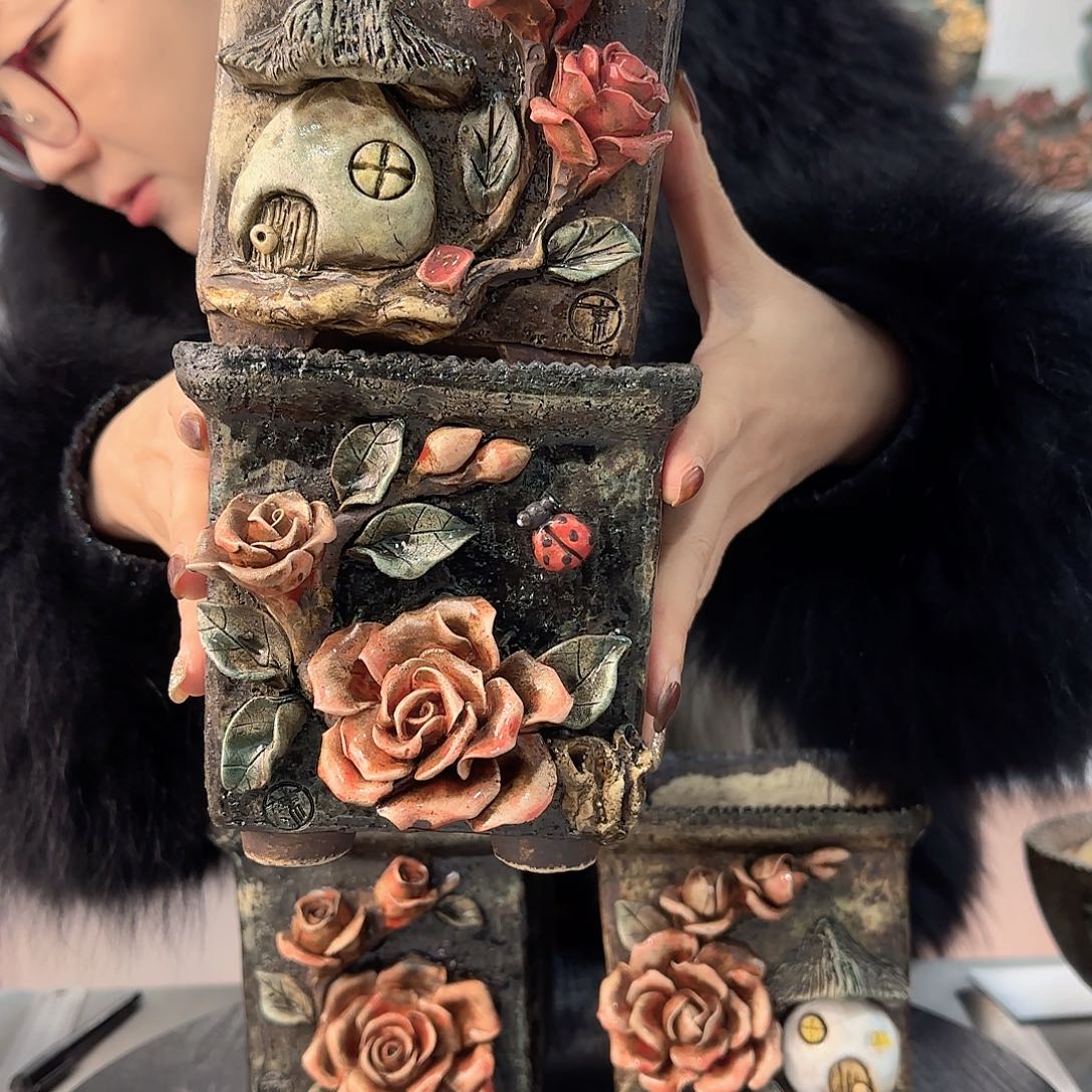 红陶l*o青默花器花盆