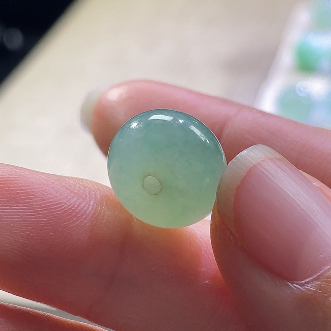 散珠翡翠展示勿拍缅甸翡翠a货卡13晴水带孔洞修边