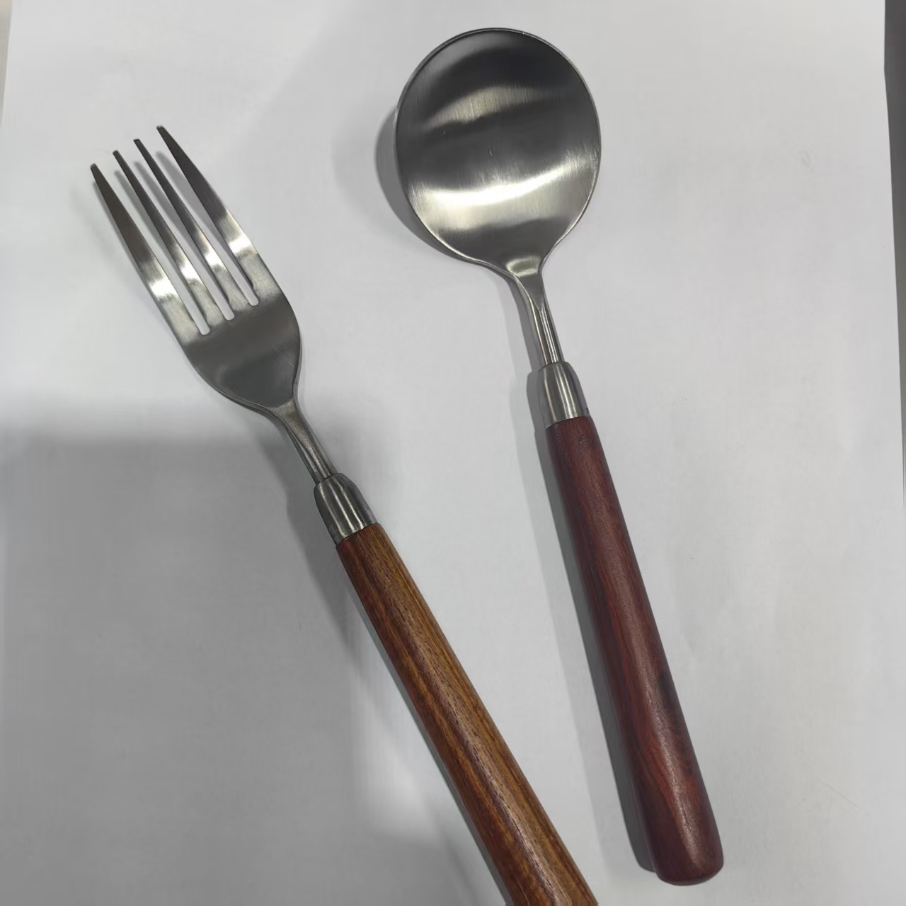 花梨木饭勺叉子高级304不锈钢