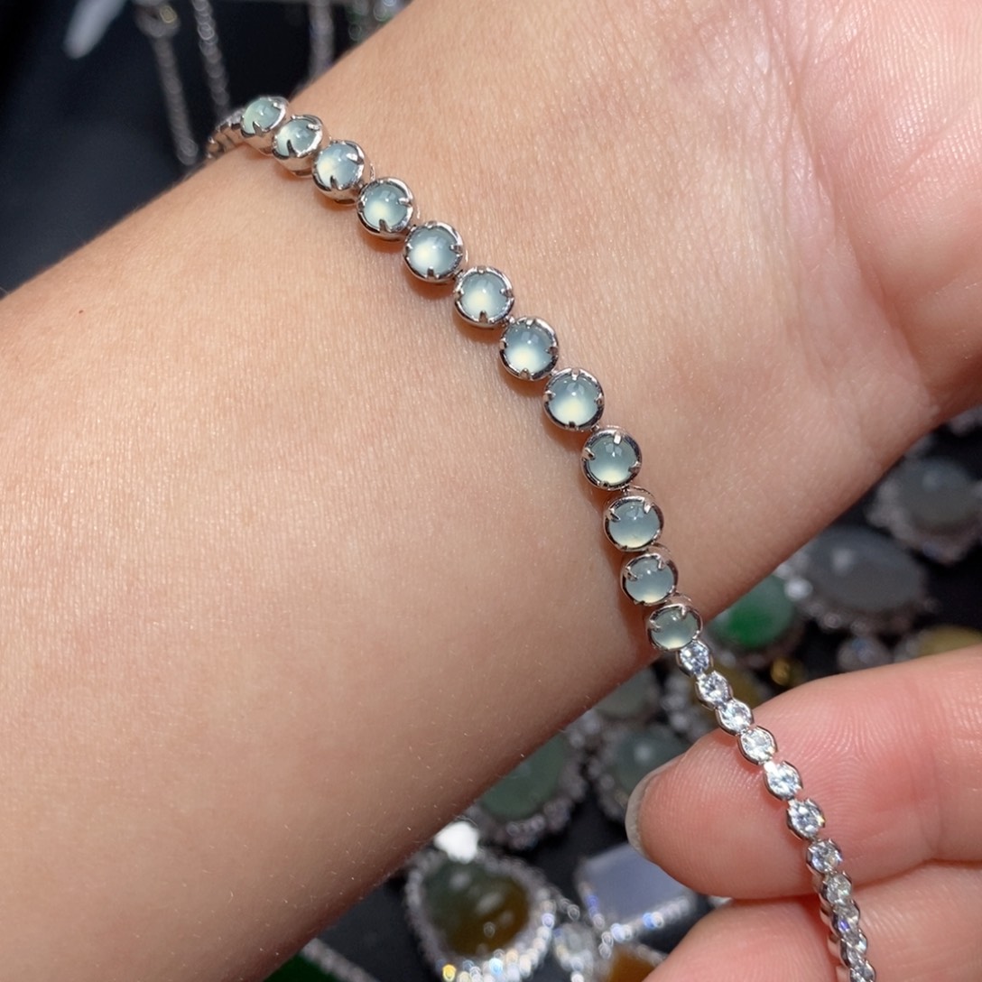 翡翠手链银S925镶嵌m m k o