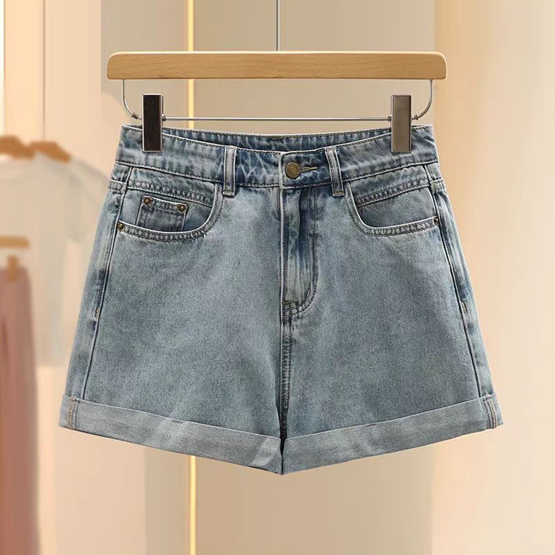 031宽松裤子大码高腰宽松牛仔短裤高腰百搭显瘦韩版短裤