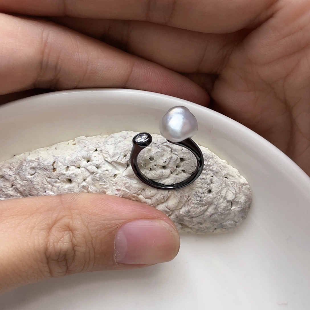 海水珍珠戒圈银S925镶嵌