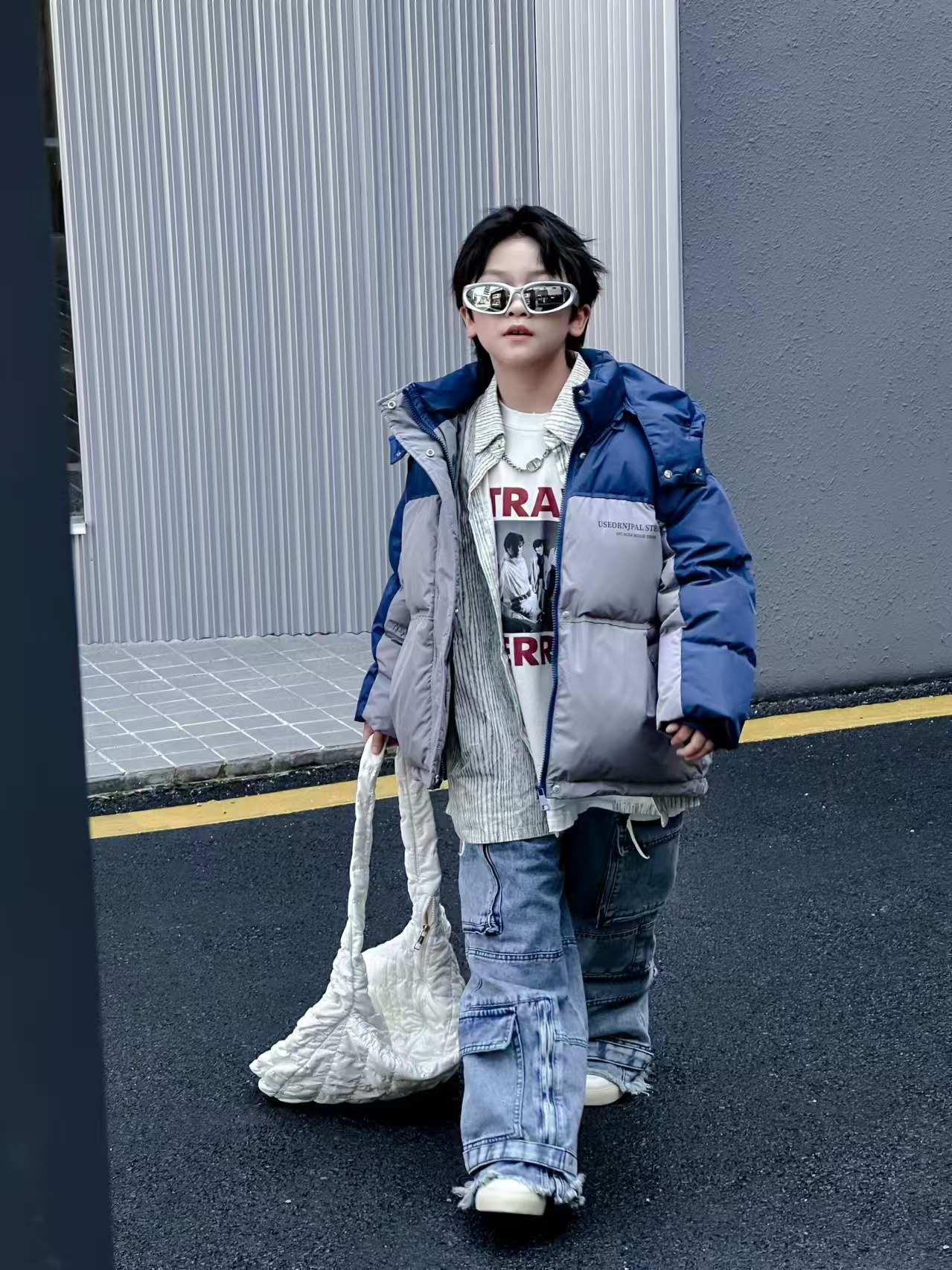 501229《现》儿童休闲百搭时尚男童女童连帽可脱卸洋气羽绒服