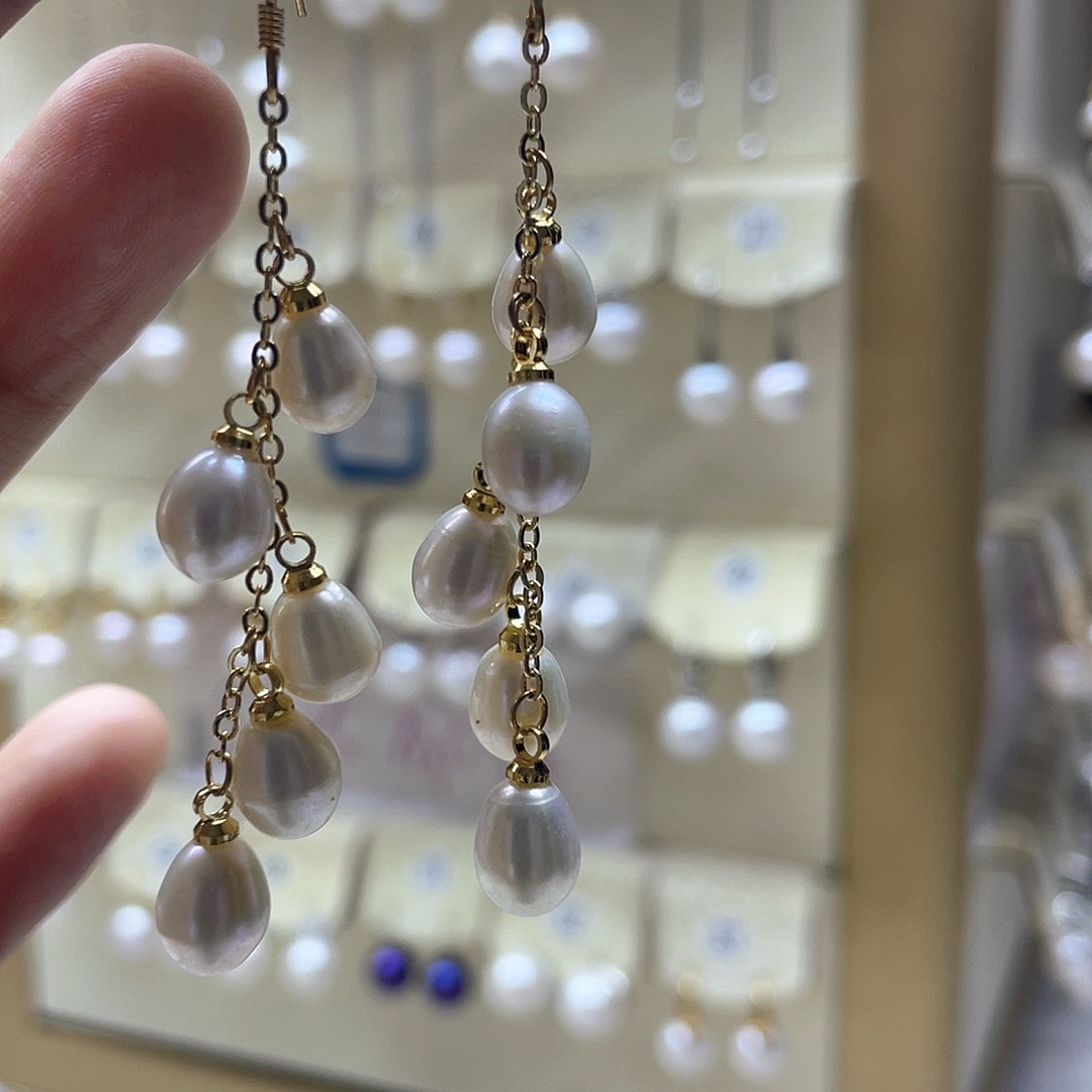 银S925镶嵌淡水珍珠耳饰