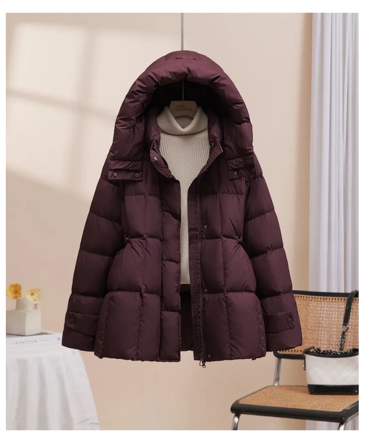 【葛行长定制】显瘦百搭连帽女士白鸭绒羽绒服轻柔保暖如熙小蛮腰