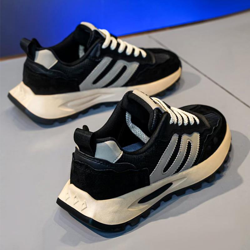 阿甘男鞋春季潮牌百搭休闲运动鞋男士跑步防滑厚底增高黑色老爹鞋