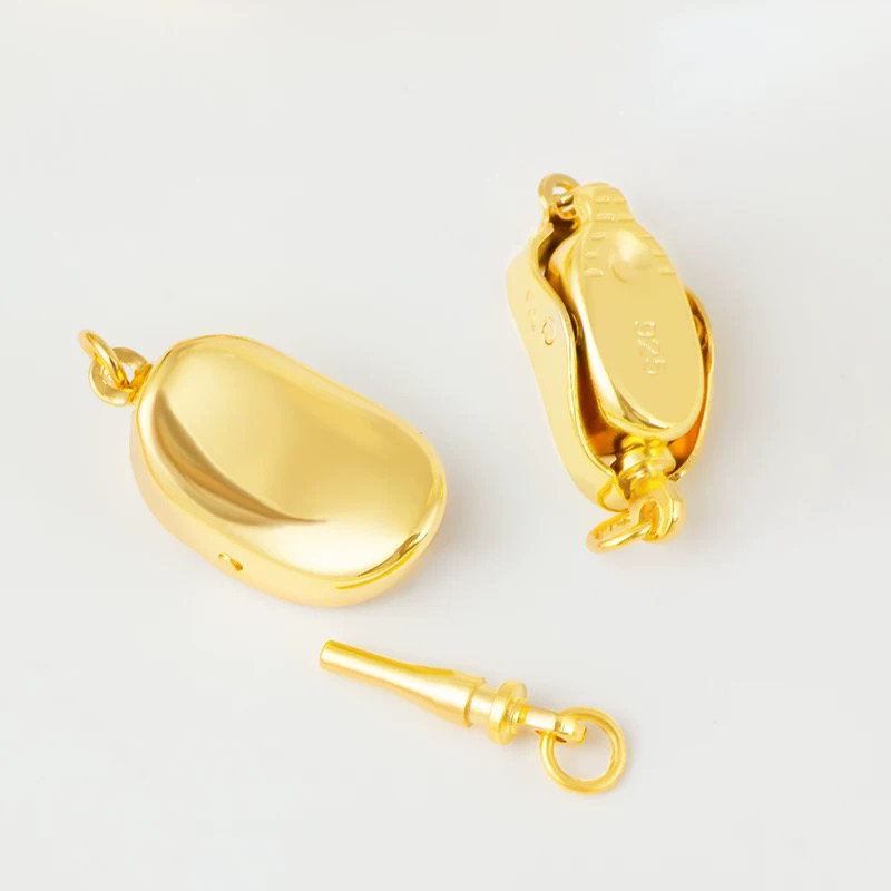 925银银制品 金色元宝扣扣头手链项链DIY配件Y1（一个）