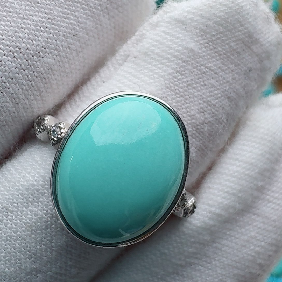 绿松石银S925镶嵌戒指