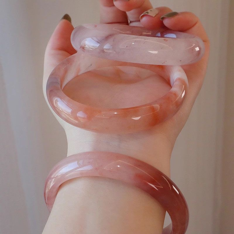 非金属布艺手镯 女士时尚金丝桃花酿粉色扁条手镯多样性发货