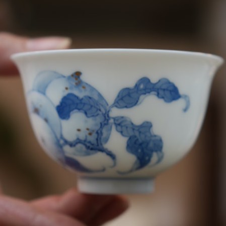 描金石榴 青花主人杯