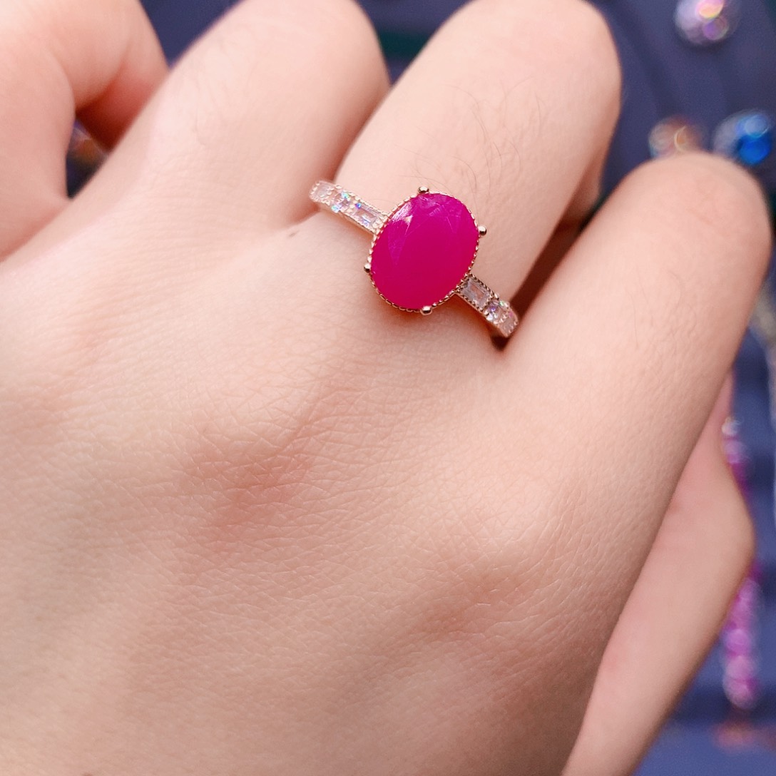 红宝石戒指银S925镶嵌