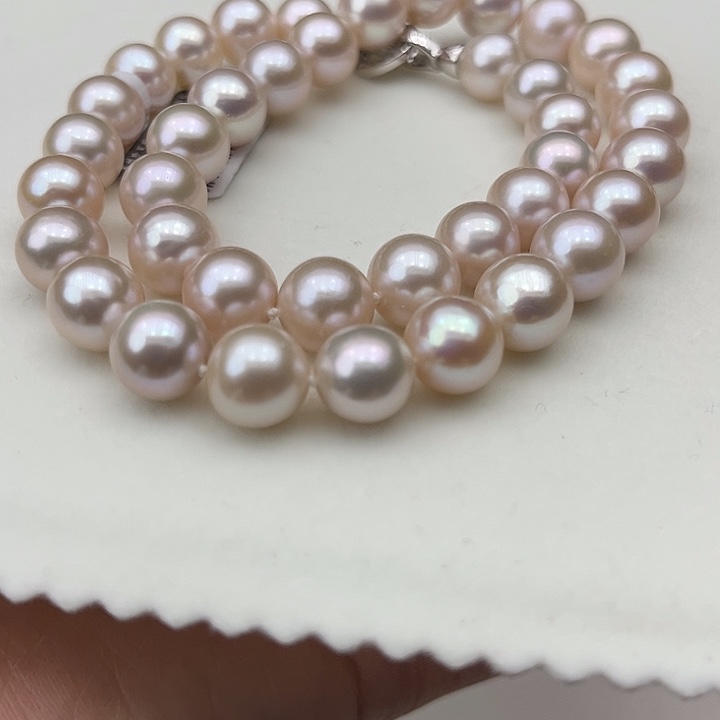 淡水珍珠颈饰银S925镶嵌➕10-11高品极光蔓塔玫瑰