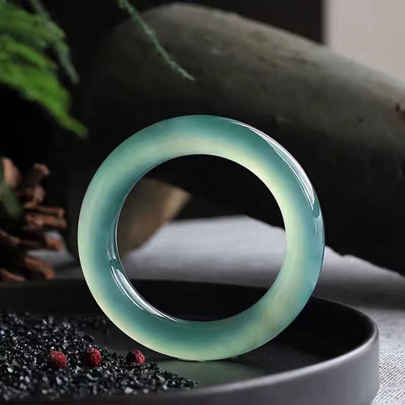 福利镯女款白色时尚百搭冰透白手镯圆镯绿美人镯宽版平安镯细圆条