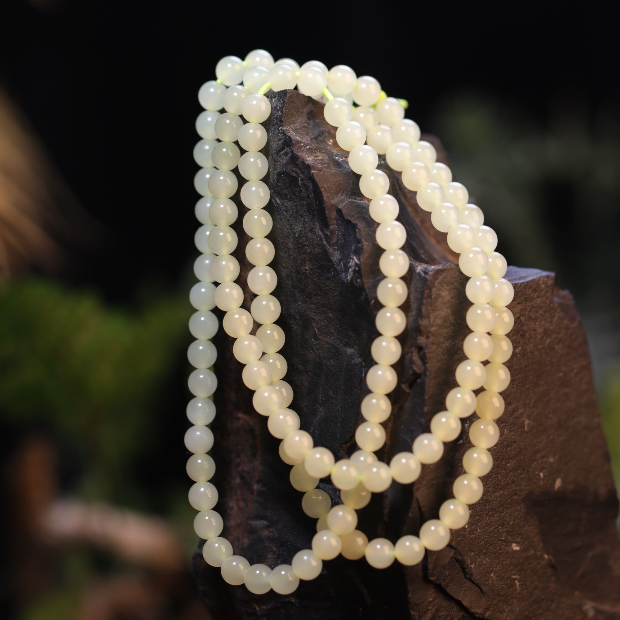 和田玉白玉小米珠项链