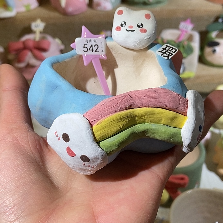 手工手绘盆 满29包邮542