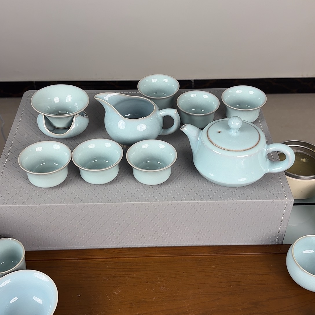 摆件汝瓷茶具套盒十件套福利价