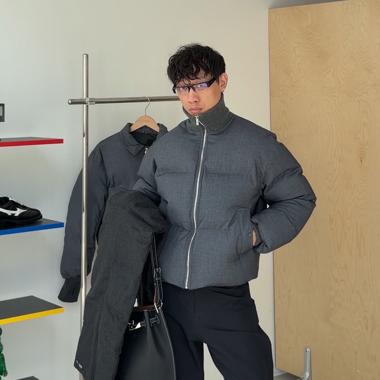 oarism 25AW 羊毛面包羽绒服新品男90白鹅绒极简高领外套夹克保暖
