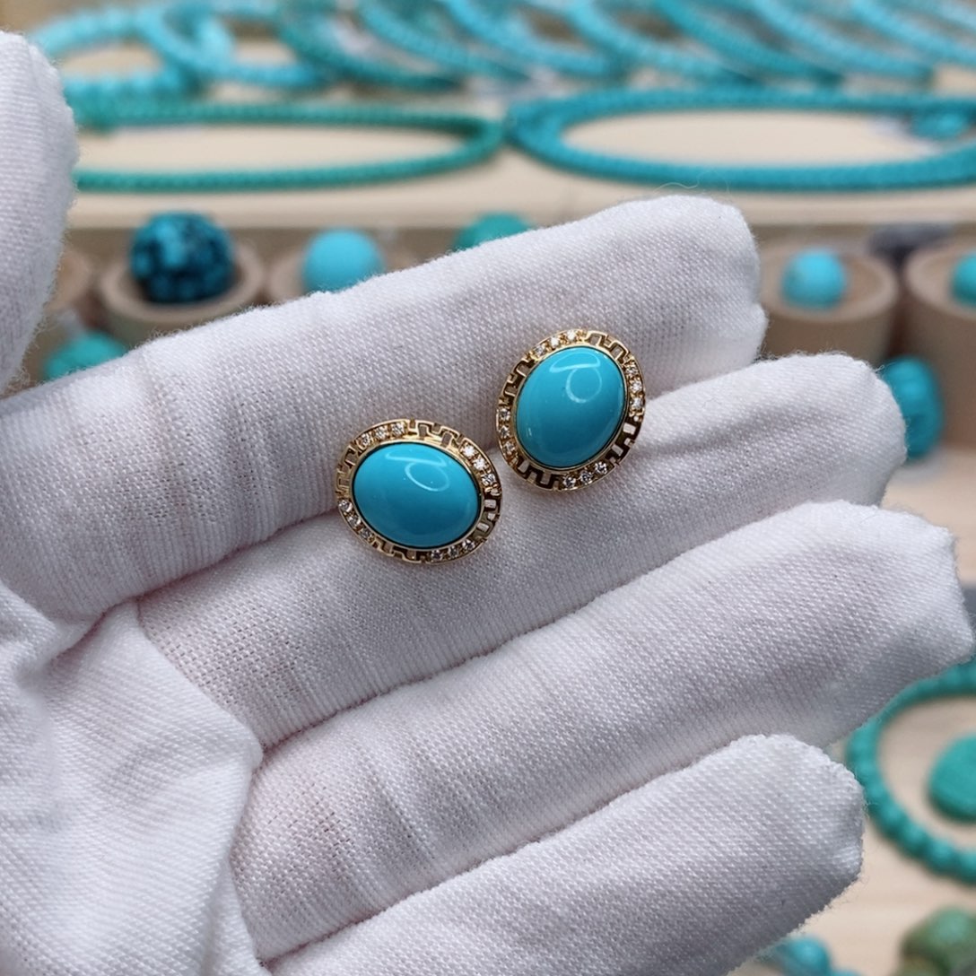 绿松石珠宝奇石18K金镶嵌