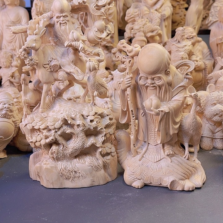 3**5小叶黄杨木寿星摆件2个有瑕