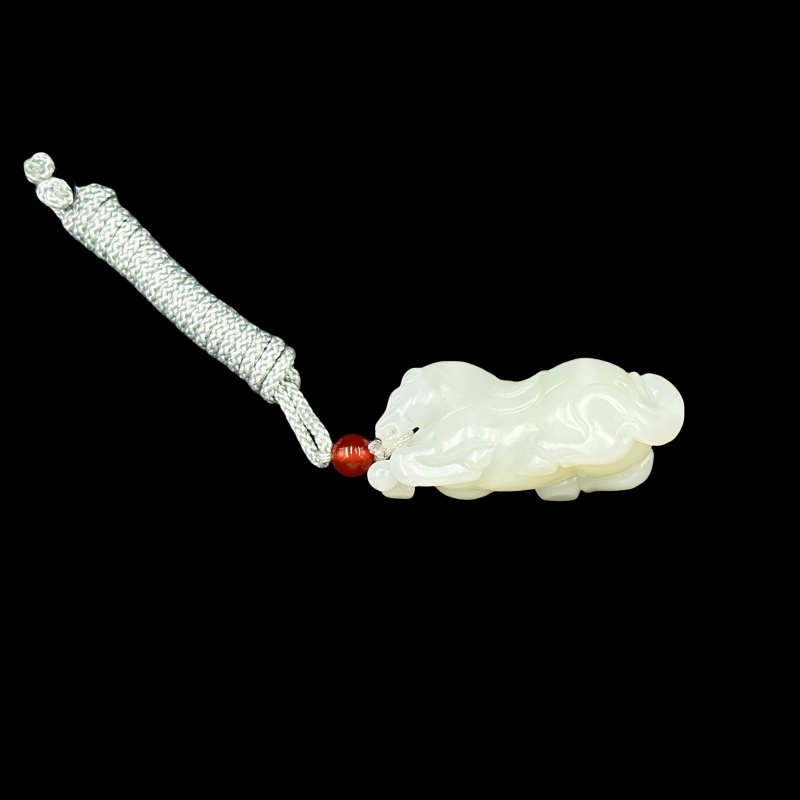 清代羊脂白玉马到成功吊坠【华夏藏古】06108