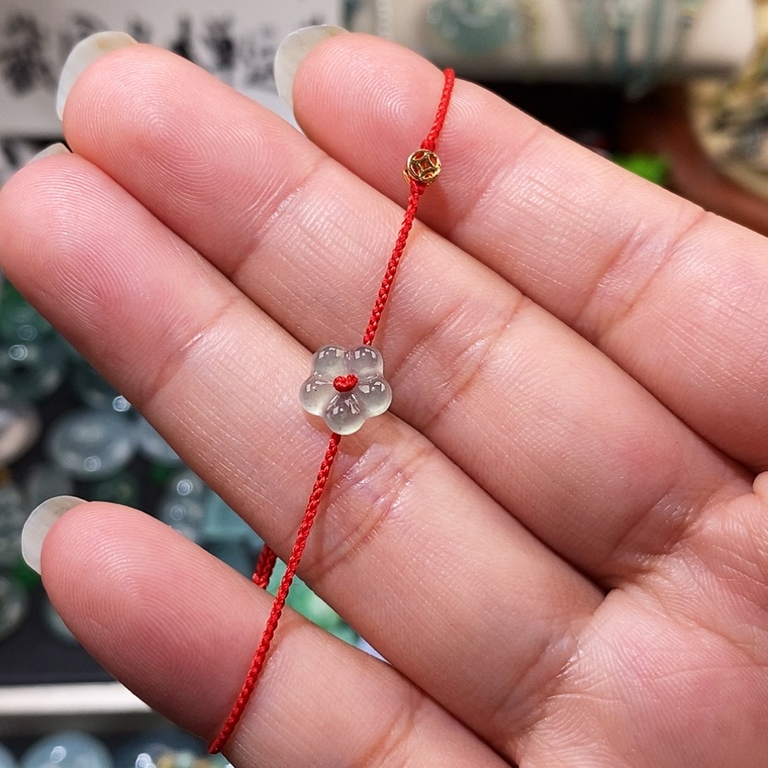 翡翠未镶嵌颈饰冰种小花手绳15